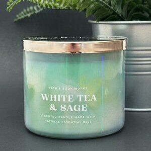 BBW White Tea & Sage Bath & Body Works 3 Wick Candle